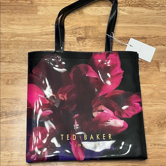 Ted Baker Black and Pink Floral Tote Bag - Picture 1 of 3